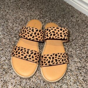 BAMBOO Brown and Black Sandals Double Strap Comfort